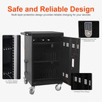 Aokleo Laptop Charging Cart,32 Devices Tablet Storage Carts for pad Up to 16.3" Screen, Classroom Computer Mobile Charging Station for Pads, Chromebooks,Laptops, Updated Password Lock(32 Bay-Black)