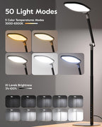 LitONES Led Desk Lamps for Home Office with Base, Tall Desk Lamp with 50 Light Modes & Memory and Timer Func Computer Light, Flexible Adjustable Table Lamps for Video Conference, Architect or Study