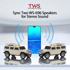 WSTER WS-696 Solar Bluetooth Replica Speaker – Portable Modern Off-Road Car Design with HD Sound, TWS, LED Party Light, USB/TF Playback, FM, Built-in Microphone, Surprise Gift(Beige)