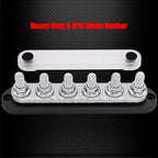 6 x M10 (3/8") Studs Power Distribution Block Bus Bar 12V, Ampper 7" HD 300A Marine BusBar Battery Distribution Block W/Cover for Car Boat Solar (Black)
