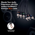 Elite Audio Premium Series 17ft. 6-Channel Car Audio RCA Cable – Double Shielded, Oxygen Free Copper, Noise Reducing Audio Cable for Amplifiers, Subwoofers, Speakers, and Processors – PRM617