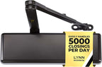 LYNN HARDWARE Extra Heavy Duty Automatic Door Closer (Dark Bronze) - Commercial Grade, Contractors Choice, Adjustable Speed, Delayed Closing Timer, 3 Mounting Options, 3 Hour Fire Rated (DC9016 Model)