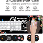 Ergonomic Keyboard Wrist Rest & Mouse Pad Wrist Rest Set, Chaos Coordinator Quote Vintage Watercolor Floral Large Gaming Desk Mat 31.5"x 11.8" with Memory Foam, Easy Typing Pain Relief for Home Office