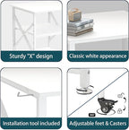Printer Stand, 23.6 x 23.6 Inches Large Printer Stand with Adjustable Storage Shelf, 3 Tier Printer Table for Home Office, Rolling Printer Cart with Industrial Wheels, Mini Fridge Stand Table, White