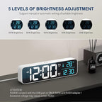 Hournor Digital Clock for Bedroom, Digital Wall Clock for Living Room Decor, Desk Table Clocks, Digital Clock Large Display, Bedroom Smart Alarm Clock for Office White Blue