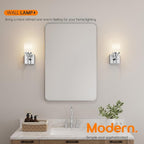 AONEON Vanity Lights Polished Chrome Bathroom Light Fixtures with White Frosted Glass Shade, Wall Sconces for Mirror Hallway Entrance, 2 Pack T001CH-L1-P2