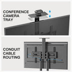 PERLESMITH Rolling TV Stand with Wheels for 32-85 Inch LCD LED 4K Flat Screen TVs, Tilt Mobile TV Cart with Shelf Holds Up to 100 lbs, Height Adjustable Floor TV Stand Max VESA 600x400mm- PSTVMC05