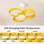 FANX 22 Inch Ceiling Fan with Light and Remote, Quiet DC Motor, Dimmable LED, Reversible 3-Speed Control, Easy Installation Flush Mount Fan for Small Rooms (Yellow)