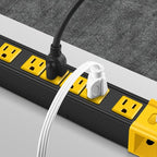 CCCEI Heavy Duty Power Strip Surge Protector - 6 Outlet Industrial Strip with 15A, 1200 Joules - ETL Listed Metal for Shop, Workshop, Garden (6FT, Black)