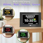 MRCHYDZ 7 Inch Clock with Day and Date for Elderly Large Display Digital Clocks 12 Alarms 3 Display Modes Large Font Alzheimer's Clock Alarm Clocks for Seniors Auto DST Black