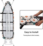 ZCFYGDX Breathable Ironing Board Cover,Resist Scorch Polyester & Staining,Wear & Soil Resistant Covers, Easy Installation 3 Fasteners,Elastic Edges (15 x 54 inch) Oil Painting White Daisy Print