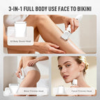 Crolanli Bikini Trimmer for Women, 3-in-1 Electric Razors for Women, IPX7 Waterproof Rechargeable Cordless Pubic Hair Shaver, with LED Display, for Ladies Bikini Pubic, Face, Underarms, Legs(White)