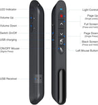 DINOSTRIKE Wireless Presenter Remote with Air Mouse Control, Rechargeable USB Presentation Clicker PPT Pointer RF 2.4GZ PowerPoint Clicker Slide Advancer for Computer Laptop Mac
