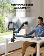 HUANUO 13-32 Inch Dual Monitor Stand, NITROGLIDE™ Dual Monitor Mount, Monitor Stand 2 Monitors, Ergonomic Adjustable Tilt/Swivel/Rotate, Weight Max 19.8 lbs, VESA 75/100mm