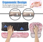Ergonomic Mouse Pad Wrist Support and Keyboard Wrist Rest Set with Coasters, Non-Slip PU Base, Easy Typing & Pain Relief for Computer Laptop Home Office, Bible Verse Phil 4-13