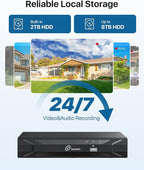 Loocam 8CH PoE Security Camera System 2TB HDD, 4MP Wired Bullet PoE IP Cameras, Person Vehicle Detection, 5MP NVR 24/7 Recording CCTV Home Surveillance Outdoor Indoor, Remote Access, Night Vision