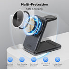 Acer 3 in 1 Charging Station for iPhone, Wireless Charger Stand,15W Fast MagSafe Charger for iPhone 17 16 15 14 13 12 Series-Apple Watch 10 9 8 7 6 5 4 3 2 SE and Ultra Series-Airpods 4 3 2 Pro Series