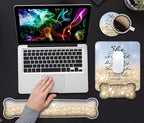 Wrist Rest Support Ergonomic Gel Mouse Pad & Memory Foam Keyboard Set, Non-Slip Rubber PU Base for Home Office Working Studying Easy Typing & Pain Relief - Bible Verses Proverbs 31:25