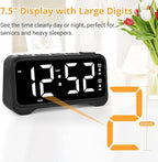 Loud Vibrating Alarm Clock for Heavy Sleepers with Bed Shaker Under Pillow, Hearing Impaired/Deaf/Teens, Dual Alarms, Adjustable Date, Nightlight & Battery Backup, Large LED Digital Display, 12/24H