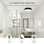 Akicon Humidity Sensor Switch with Motion-Activated Wall Plate, Bathroom Fan Timer Switch for Ventilation, Adjustable Humidity Settings, Fan and Light Control, ETL Listed, White