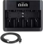 Tenergy TN486U 5-Bay Universal Battery Charger with LCD, Micro USB/Type C Input, for AA, AAA, C, D, and 9V Rechargeable Batteries