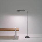 Brightech Leaf Pharmacy LED Reading Lamp, Dimmable Floor Lamp with Easy Rotation Over Chair or Desk for Living Rooms & Offices, Adjustable Standing Lamp, Tall Lamp for Sewing & Craftwork - Jet Black