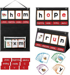 CVC Word Builder Desktop Pocket Chart with 107 Phonics Flash Cards, Kids Word Builder Games for Learn to Read CVC CVCC CCVC Words, Phonics Learning Tool for Preschool Kindergarten Classroom.
