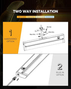 Snyloe 2 Pack 12" Under Cabinet Lighting for Kitchen, 8W 600LM, 3 Color Temperatures (3000K/4000K/5000K), Hardwired or Plug-in, 45° Rotatable Design, Linkable Up to 15 Units, YT-4208-10-2