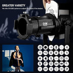 GVM Conical Optical Snoot Kit, Spotlight Snoot Photography with 40° Projection Lens, 30 Gobos and 5 Color Filters, Adjustable Focus Bowens Mount Snoot for Studio LED Video Lights Flash Up to 600W