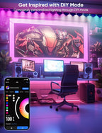 Smart RGB String Downlights, 30ft with 30 LED Smart LED String Lights Works with Alexa/Google, 111 Scene Modes, Color Changing Indoor Wall Light Fixture for Party, Children's room, Music Sync, White