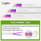 Syston Cable Technology 18/2 LED Lighting Dimmer Dimming Luminaire Control Wire Cable,18 AWG 2 Conductors Solid Bare Copper Unshielded Plenum Rated CMP CL3P FT6, for Ballast Wiring and Connection