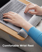 HUANUO Lap Desk - Fits up to 17 inches Laptop Desk, Built in Mouse Pad & Wrist Pad for Notebook, Laptop, Tablet, Lap Stand with Tablet, Pen & Phone Holder, Wood Grain
