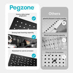 PEGZONE Pegboard Wall Organizer Combination Kit,Overall 33.1"x25.4" Metal Office Pegboard with 21 Accessories, Wall Mounted Peg board Display Panels for Home, Gaming Room, Garage (4Pcs,Black)