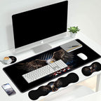 4 in 1 Ergonomic Keyboard Wrist Rest & Mouse Pad Wrist Rest Set, Large XXL Gaming Desk Mat 31.5"x 11.8" with Non-Slip Base, Memory Foam for Home Office Study Gaming, American Flag Bald Eagle