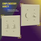 ENERLITES Toggle Light Switch Wall Plate, Gloss Finish, Midway Size 2-Gang 4.88" x 4.92", Unbreakable Polycarbonate Thermoplastic, UL Listed, 8812M-I, Ivory