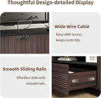 Epecoya TV Stand with Storage Cabinets for Living Room, Modern Wood Fluted TVs Media Console for 55/60/65 Inch TVs, Mid Century Television Stands with Drawer and Open Shelve for Bedroom, Dark Walnut