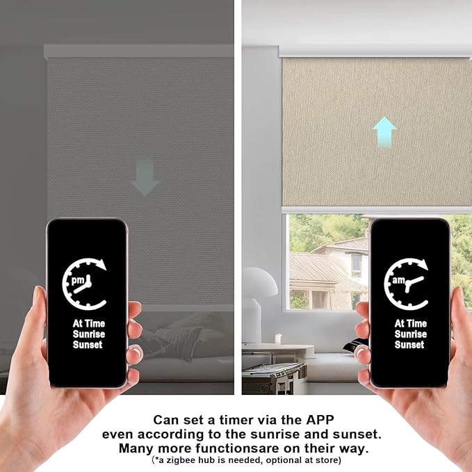 COOLWINDS Motorized Blinds with Remote Cordless Automatic Motorized Shades Custom Blinds for Windows Smart Curtains Compatible with Alexa Google Home(Blackout Sweet Latte,W38 x H72in)