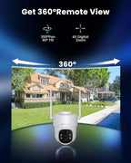 Rebluum Security Camera Outdoor Wireless, 3K/5MP Solar Camera Outdoor Wireless, Battery Powered 360°PTZ, Color Night Vision,PIR Motion Detection,2-Way Audio,Compatible with Alexa