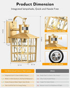 VIANIS Porch Lights Outdoor, Gold Outdoor Garage Lights Wall Mount, Modern Outside Motion Sensor Lights for House, Exterior Lantern Light Fixtures, Exterior Lamps LED Wall Sconce Lighting
