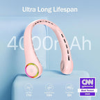 GULAKI Portable Neck Fan, Personal Fan with 4000mAh Battery, Rechargeable Neck Fan with 3 Speeds and 64 Cool Lights, Birthday Gifts for Men Women Mom Dad, Hands Free Cooling fan for Summer(Pink)