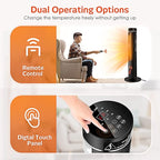 Air Choice 36" Tower Space Heater for Large Room, 1500W PTC Electric Fireplace Heater, Adjustable Thermostat, 4 Modes, 3D Flame,12H Timer, Oscillation, Remote, Heater for Indoor Use, Bedroom, Office
