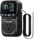 DEWENWILS Digital Temperature Controller, Heavy Duty 15A/1800W Thermostat Outlet Plug, VA Display Heating Cooling Control Timer, -40℉~210℉, Cyclic Timing/Countdown, for Greenhouse Incubator, Black