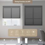 Boolegon No Drill Motorized Cellular Blinds With Remote Motorized Blackout Honeycomb Blinds For Indoor Windows Easy to Install Automatic Cellular Shades For Home,Light Filtering Light Gray,Custom Size