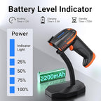 Tera Pro Barcode Scanner with Power Switch Battery Level Indicator Replaceable Battery Wall Mountable Stand 1D 2D QR Works with Bluetooth 2.4G Wireless USB Wired Bar Code Reader D6100