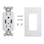 EverElectrix 2 Pack 4.8A Wall Outlet With USB Ports - 15Amp Duplex Tamper Resistant Charger, UL Listed, Electrical Receptacle With Dual USB, White