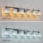 FDPBY Vanity Lights 6-Light Modern Crystal Vanity Light Plating Black Bathroom Light Fixtures Over Mirror Crystal Bathroom Vanity Lighting Fixtures