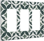 Bvtewkhz Green Luxury Modern Cubic Marble 3 Gang Triple Rocker Decorative Light Switch Covers Electrical Faceplate Switch Plates for Bathroom Kitchen Home
