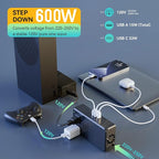 220V to 110V Voltage Converter, 600W AC Sockets Power Any American Appliances Overseas, 48W GaN USB Charger, Universal Power Plug Adapter Voltage Converter US to Europe International Travel