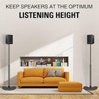 Mounting Dream Speaker Stands Pair, Max 39" Height Adjustable, Heavy Duty Base, 11 lbs Capacity Each, Set of 2 Universal Floor Stands
