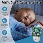 PODMemory Dragonfly & Flowers Stained Glass Night Lights Plug into Wall for Room, Dragonfly & Flowers Night Light LED for Bedroom